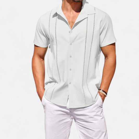 The Old Money Atelier | Men’s Premium Short-Sleeve Linen Guayabera Shirt Cuban-Inspired Button-Down for Summer Leisure