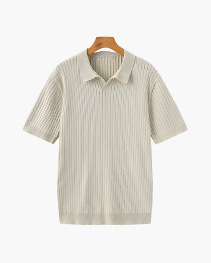 Premium Ribbed Polo | Men's Ribbed Polo Shirt | Cotton Blend | Slim Fit | White, Navy, Black | Old Money