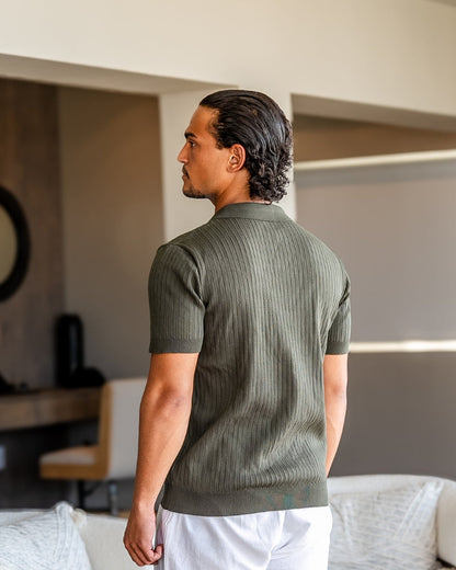 Premium Ribbed Polo | Men's Ribbed Polo Shirt | Cotton Blend | Slim Fit | White, Navy, Black | Old Money