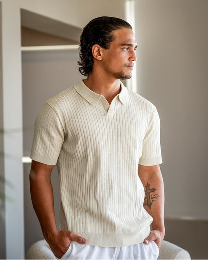 Premium Ribbed Polo | Men's Ribbed Polo Shirt | Cotton Blend | Slim Fit | White, Navy, Black | Old Money