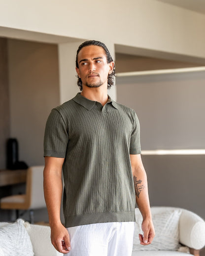 Premium Ribbed Polo | Men's Ribbed Polo Shirt | Cotton Blend | Slim Fit | White, Navy, Black | Old Money