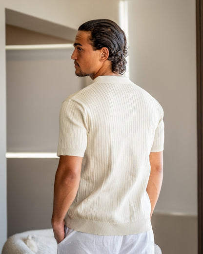 Premium Ribbed Polo | Men's Ribbed Polo Shirt | Cotton Blend | Slim Fit | White, Navy, Black | Old Money