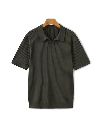Premium Ribbed Polo | Men's Ribbed Polo Shirt | Cotton Blend | Slim Fit | White, Navy, Black | Old Money