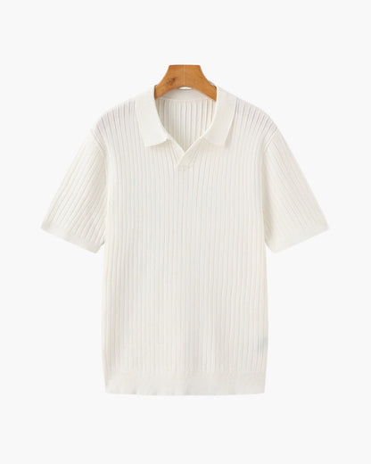 Premium Ribbed Polo | Men's Ribbed Polo Shirt | Cotton Blend | Slim Fit | White, Navy, Black | Old Money