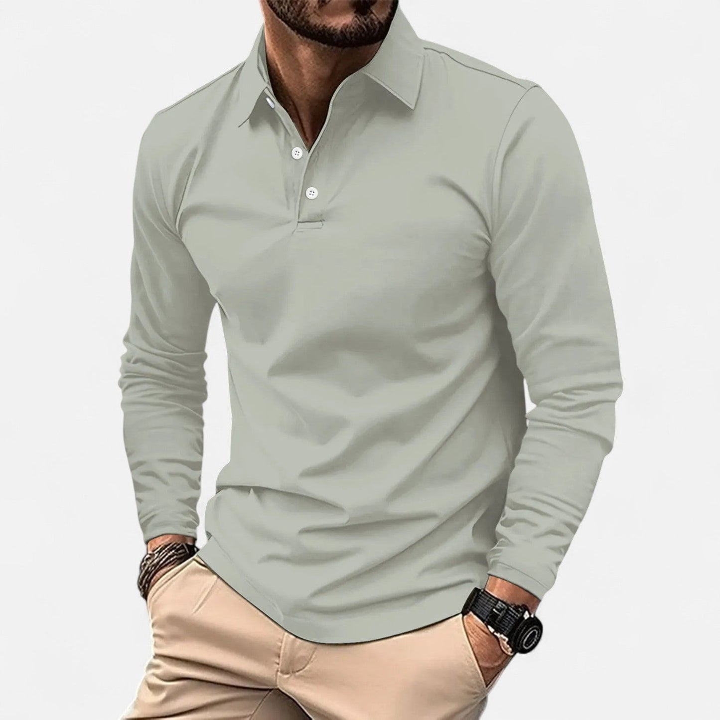 The Old Money Atelier | Men's Long Sleeve Polo Shirt – Smart-Casual Staple