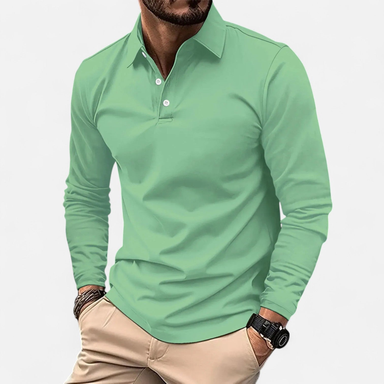 The Old Money Atelier | Men's Long Sleeve Polo Shirt – Smart-Casual Staple