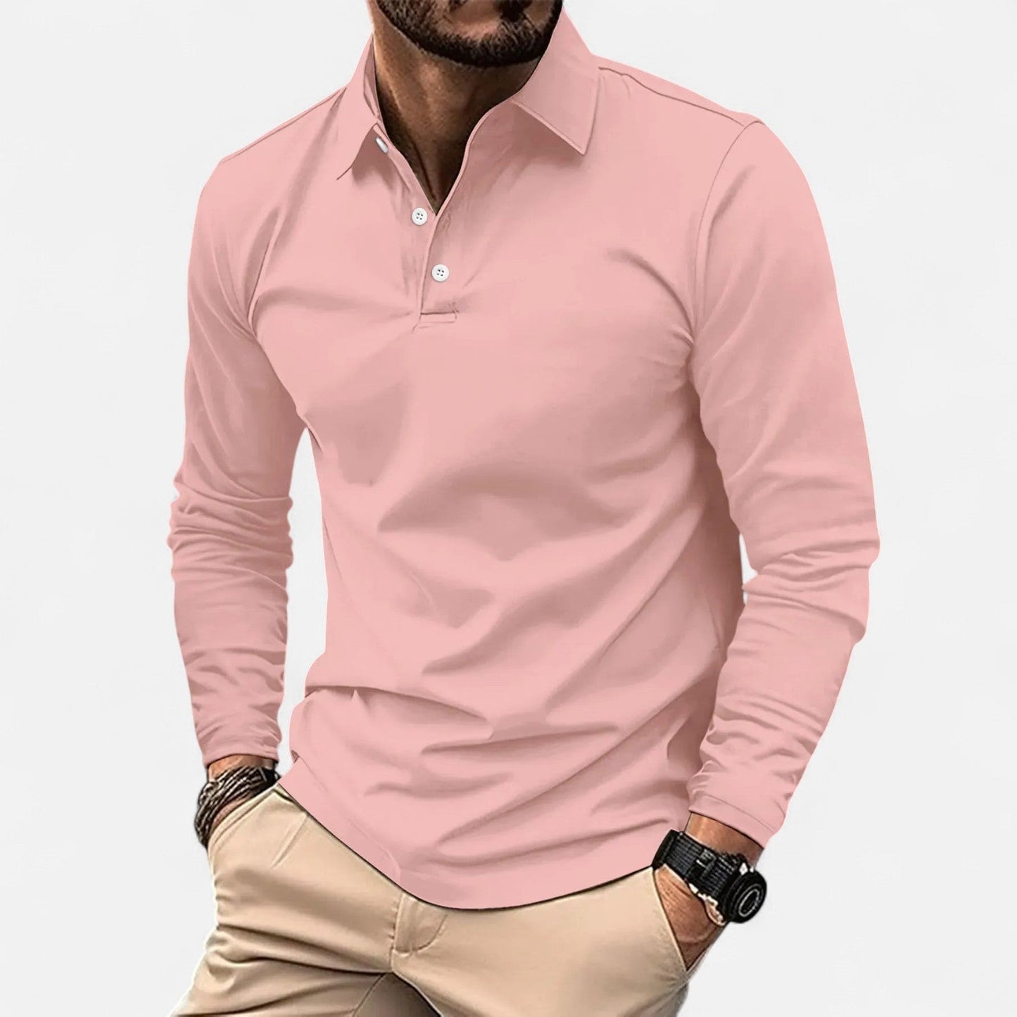 The Old Money Atelier | Men's Long Sleeve Polo Shirt – Smart-Casual Staple