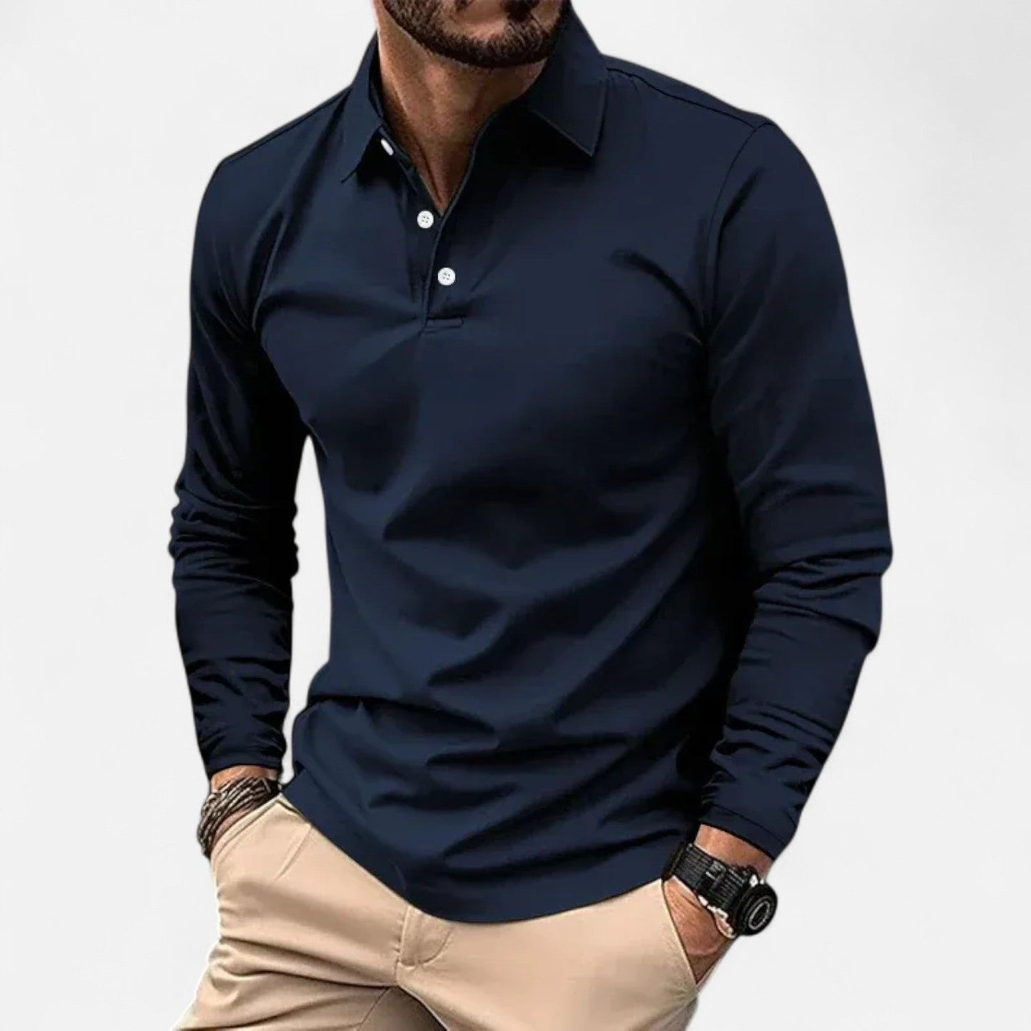 The Old Money Atelier | Men's Long Sleeve Polo Shirt – Smart-Casual Staple