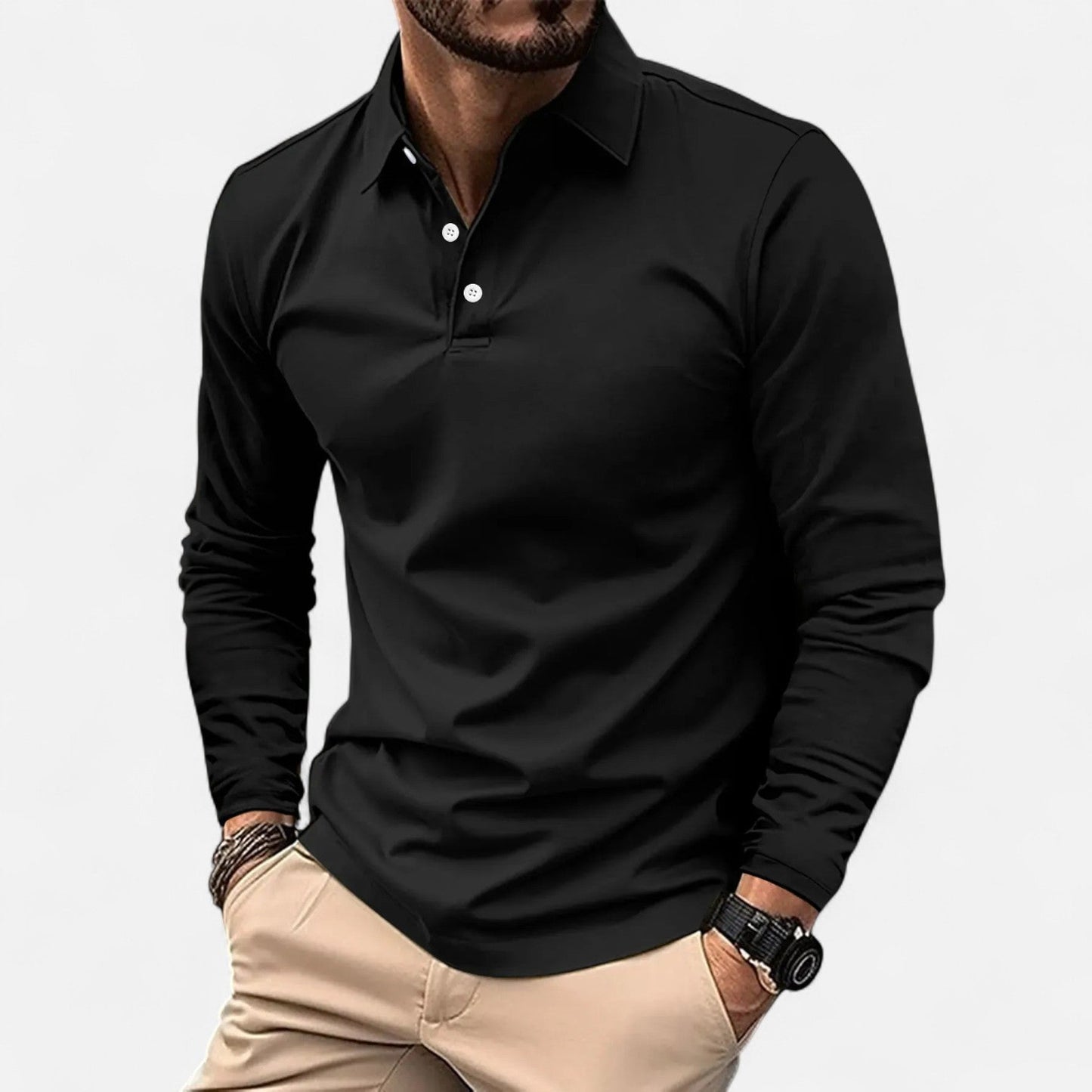 The Old Money Atelier | Men's Long Sleeve Polo Shirt – Smart-Casual Staple