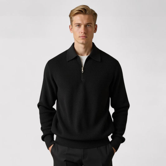 The Old Money Atelier | Men's Aspen Knitted Zip-Up Sweater