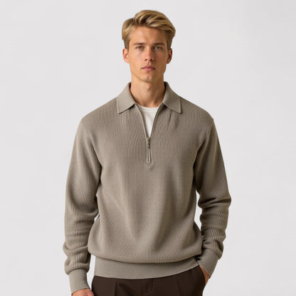 The Old Money Atelier | Men's Aspen Knitted Zip-Up Sweater