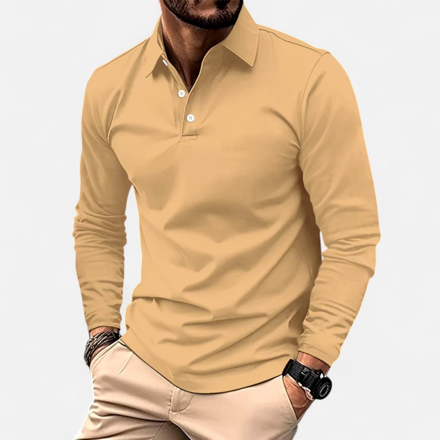 The Old Money Atelier | Men's Long Sleeve Polo Shirt – Smart-Casual Staple