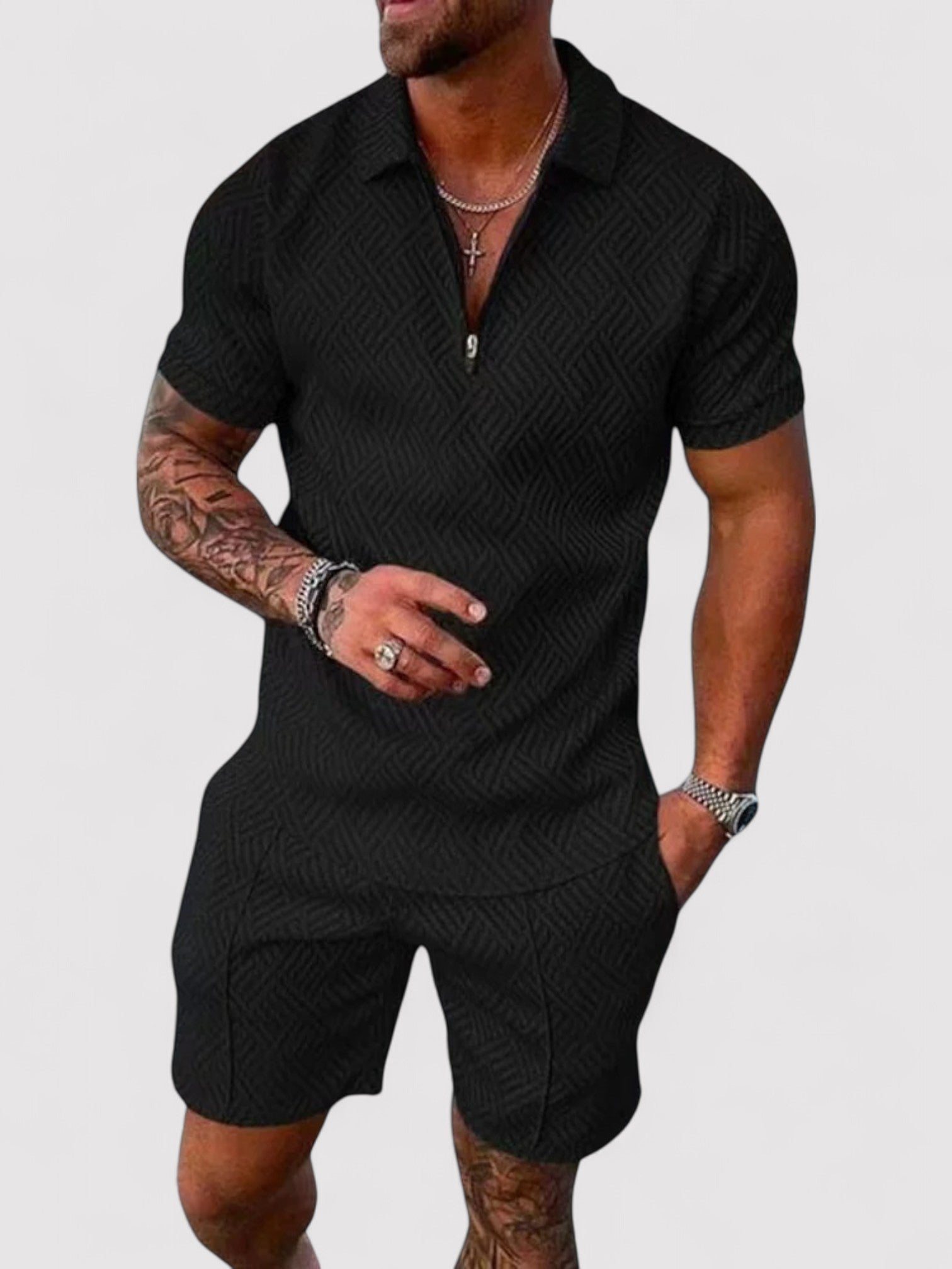 Stylish and Casual Polo Shirt and Shorts Set for Men