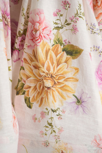 Kasey | Cream Floral Print Halter-Neck Mini Dress With Ruffle Detail